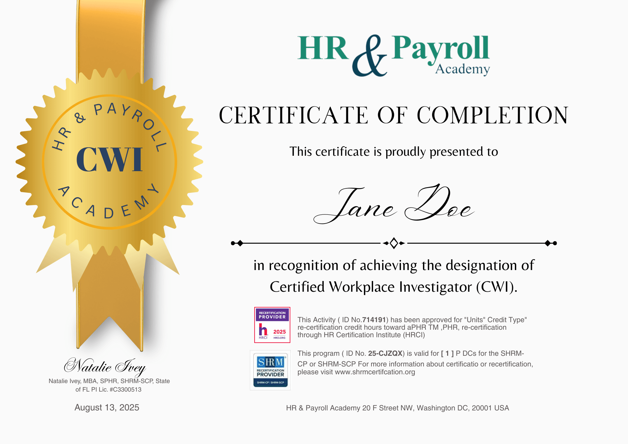 Certified Workplace Investigator (CWI) Course